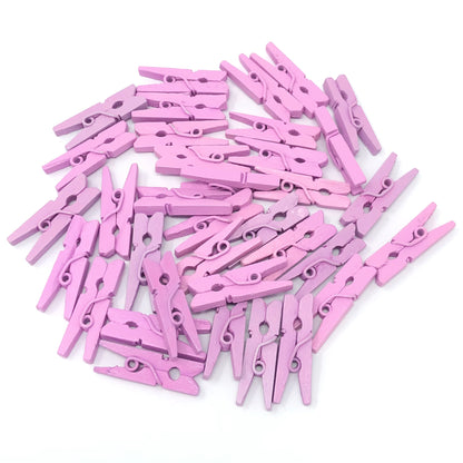 Lilac 25mm Mini Coloured Wooden Clothes Pegs