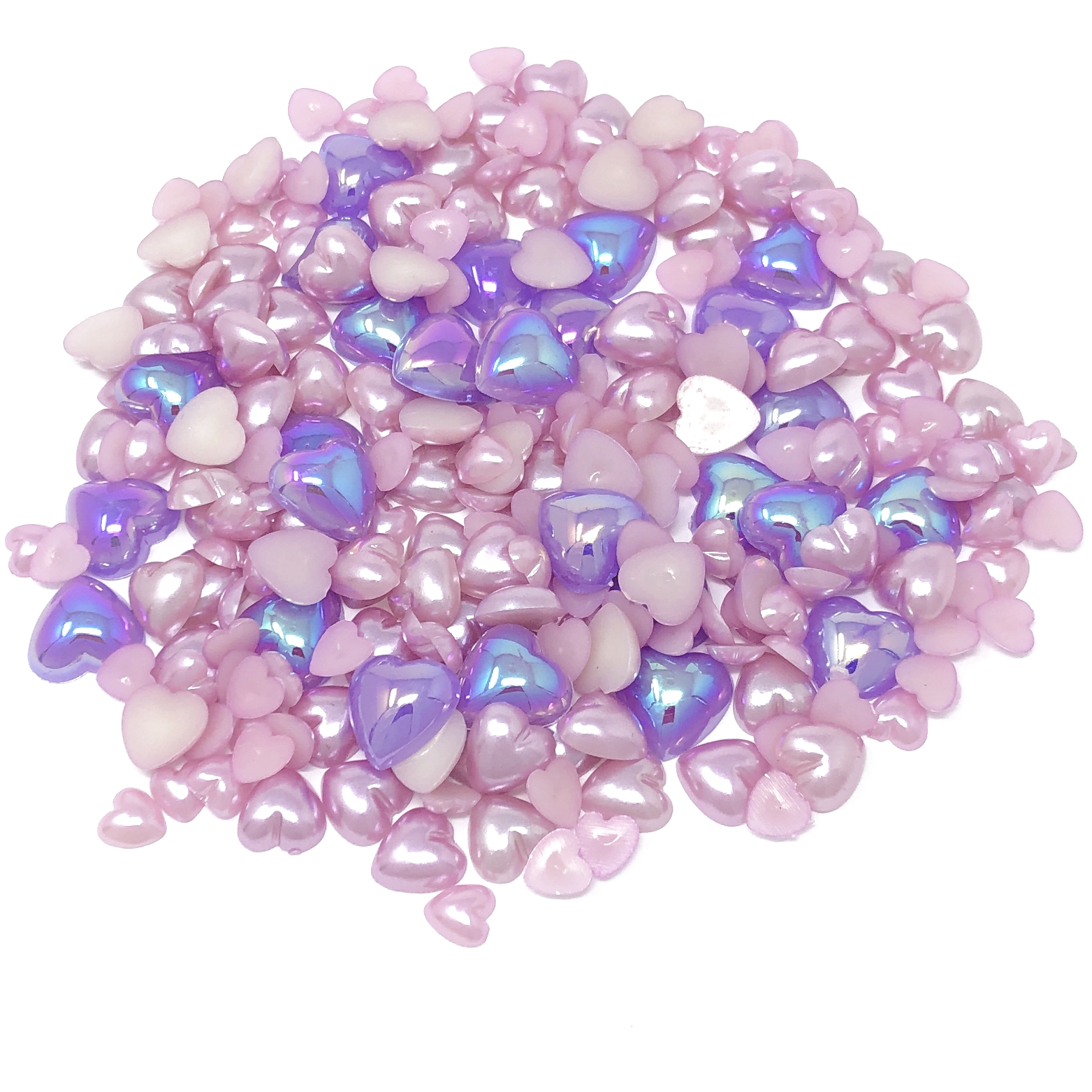 Lilac Mini Resin Mixed Size Heart Half Pearls (Pack of 500 Approx)