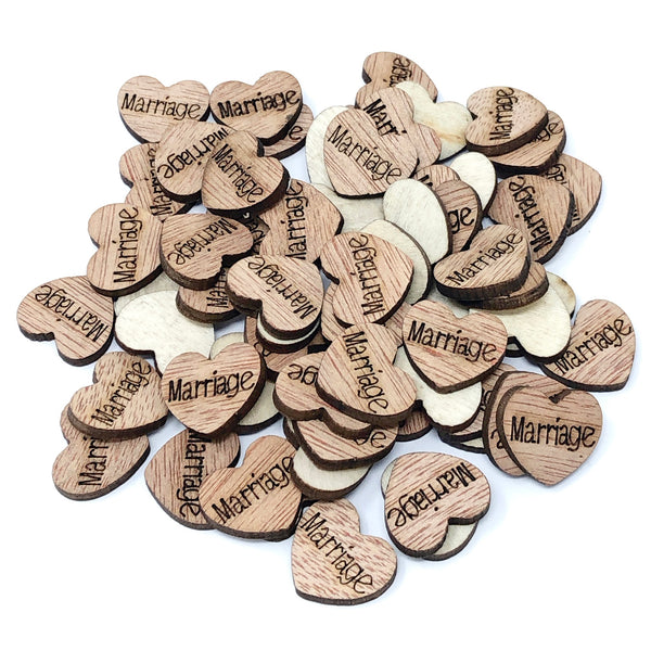 15mm Natural Wooden Wedding Love Hearts - Mixed Design Options