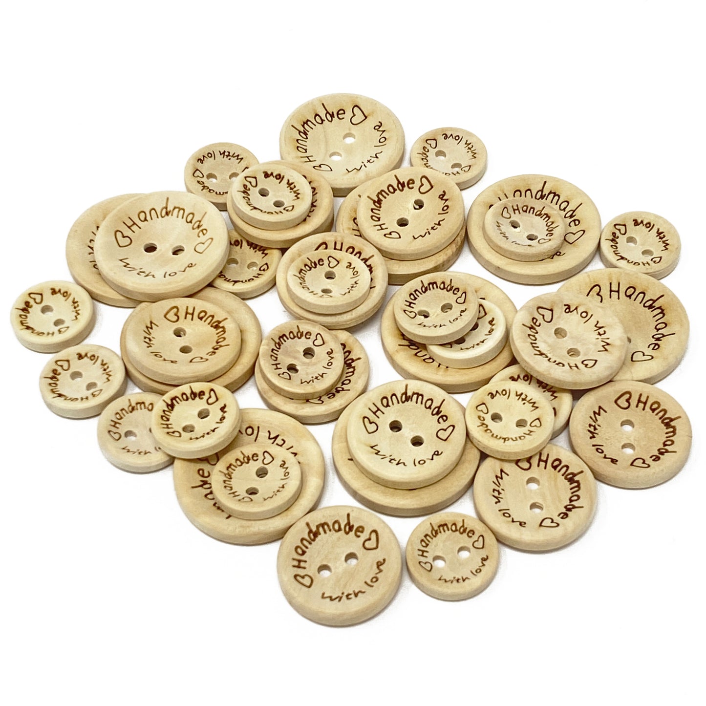 Mixed Size 40 Mix 'Handmade with Love'  Buttons