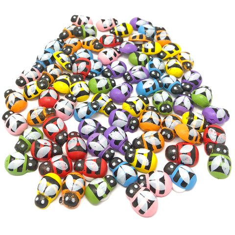 Mini 9x12mm Bees Self Adhesive Wooden Bumble Bee Wood Toppers
