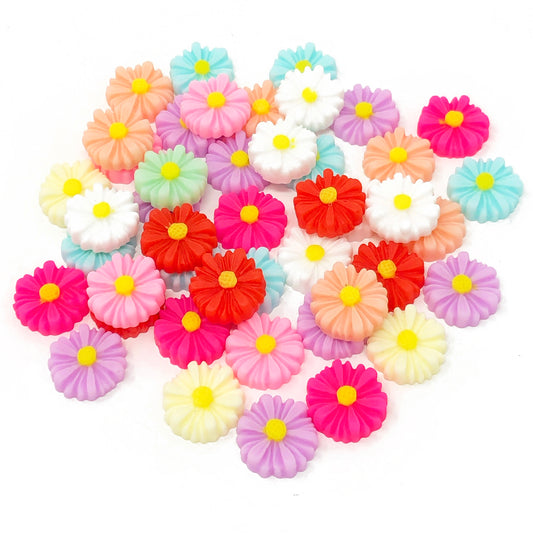 Mixed Colour 13mm Daisy Flatbacks - Pack of 45