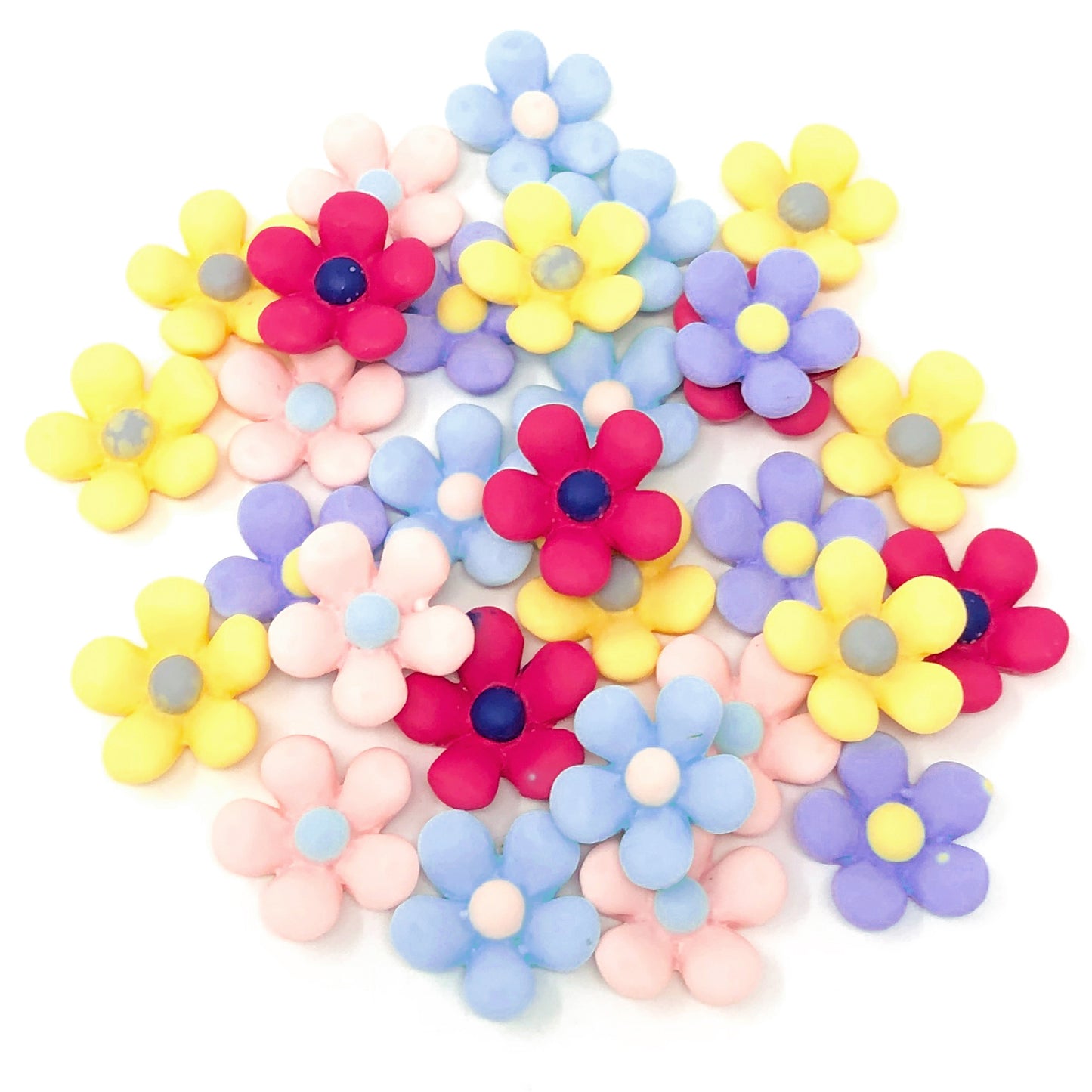Multicoloured 18mm Soft Feel Daisy Flatbacks - Pack of 30