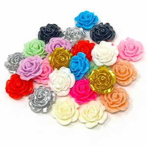 20mm Resin Roses Flatbacks - Pack of 20