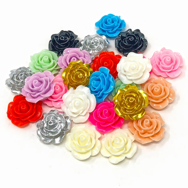 20mm Resin Roses Flatbacks - Pack of 20