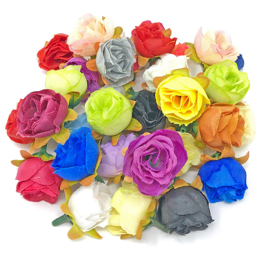 25mm Synthetic Rose Bud Flowers (Faux Silk) - Mini Rose Buds