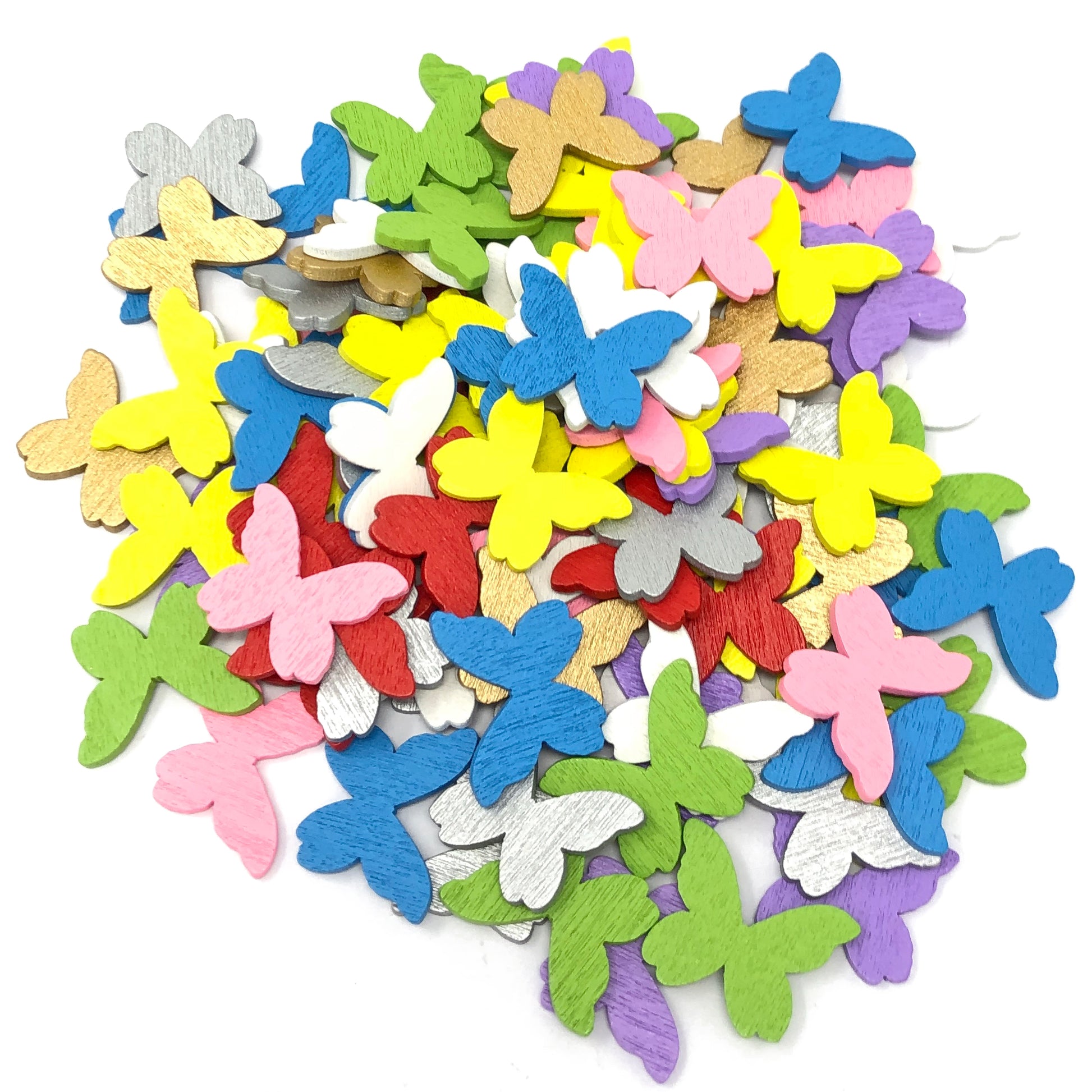 Multicoloured 20mm Wooden Craft Coloured Butterflies