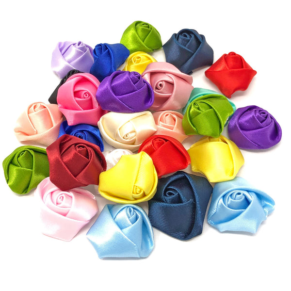 25mm Felt Flatback Ribbon Roses