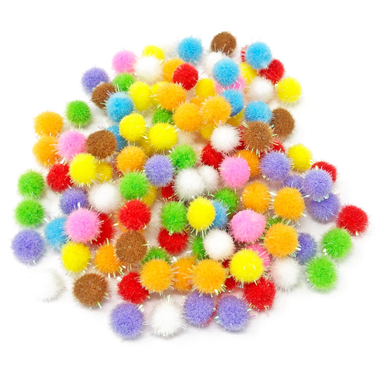 Multicoloured 8mm Mini Glitter Pom Poms