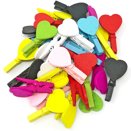 Multicoloured 30mm Coloured Pegs with Matching 18mm Coloured Hearts