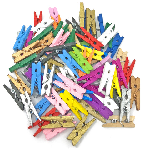 25mm Mini Coloured Wooden Clothes Pegs