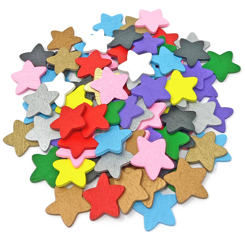 18mm Wooden Craft Coloured Stars