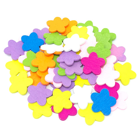 18mm Wooden Craft Coloured Flowers