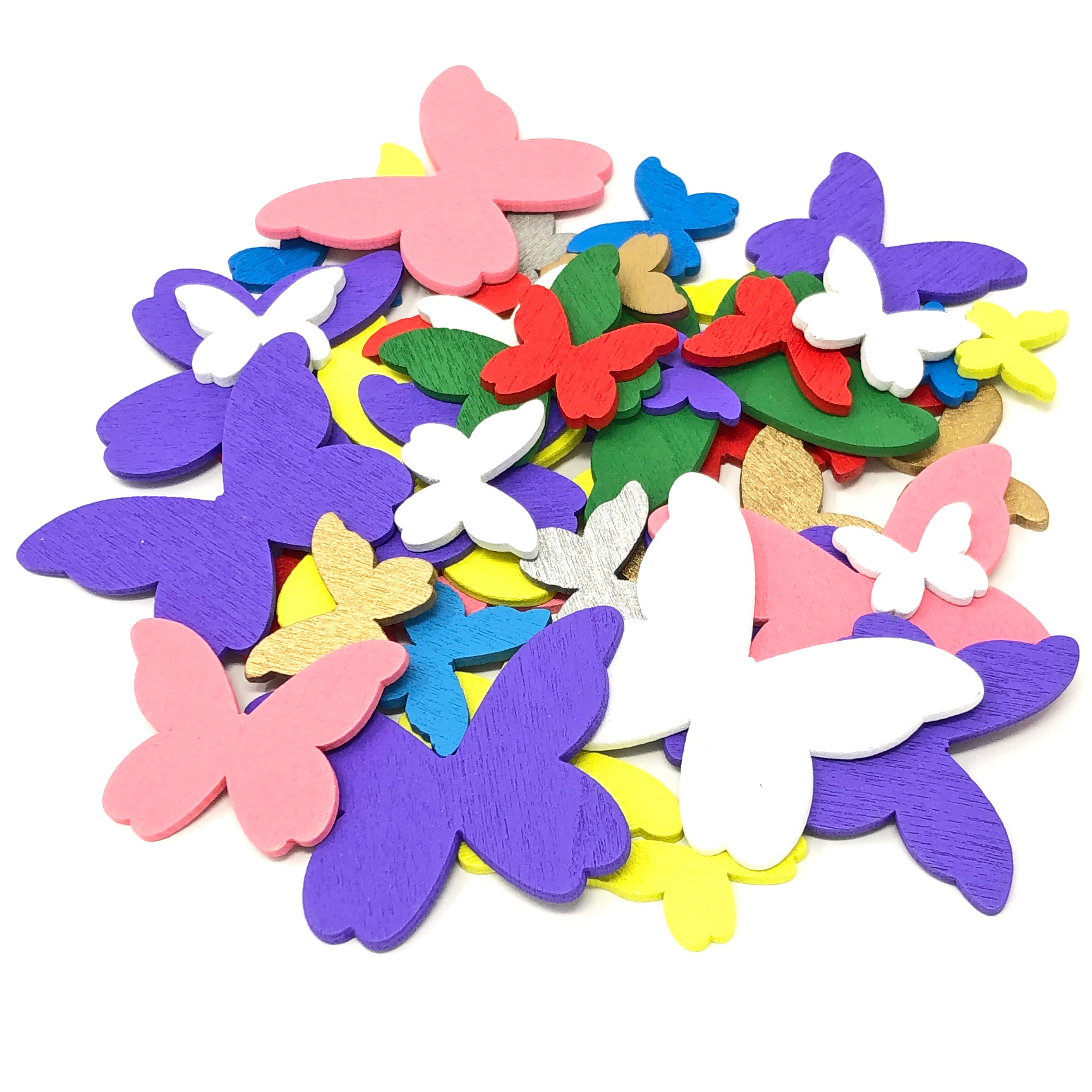 50 Mixed Size Wood Butterflies