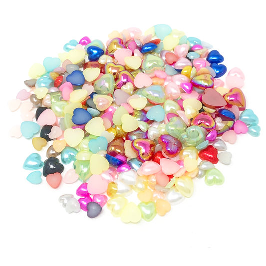 Multicoloured Mini Resin Mixed Size Heart Half Pearls (Pack of 500 Approx)