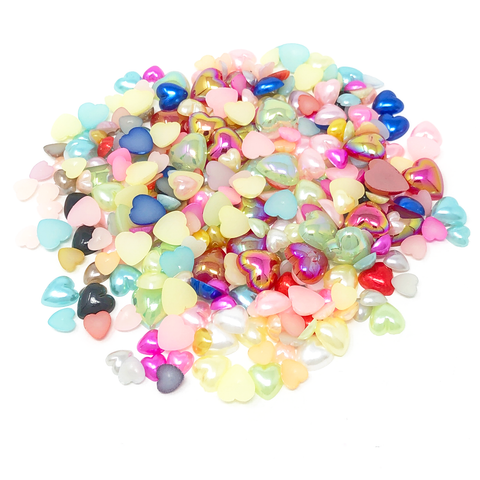 Mini Resin Mixed Size Heart Half Pearls (Pack of 500 Approx)