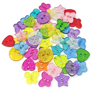 50 Mix Glitter Mix Shape 13mm Resin Buttons