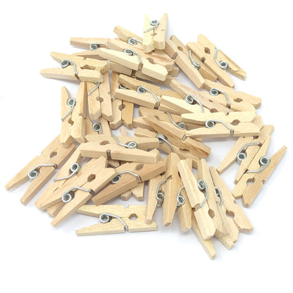 Natural 25mm Mini Coloured Wooden Clothes Pegs
