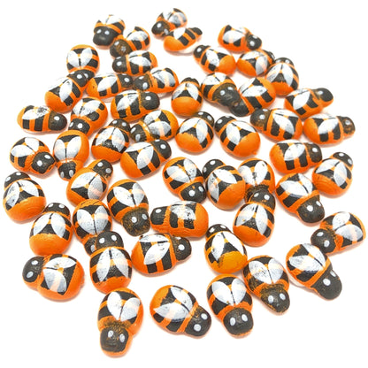 Orange Mini 9x12mm Bees Self Adhesive Wooden Bumble Bee Wood Toppers