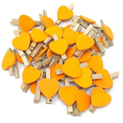Orange 30mm Natural Pegs with 18mm Coloured Hearts