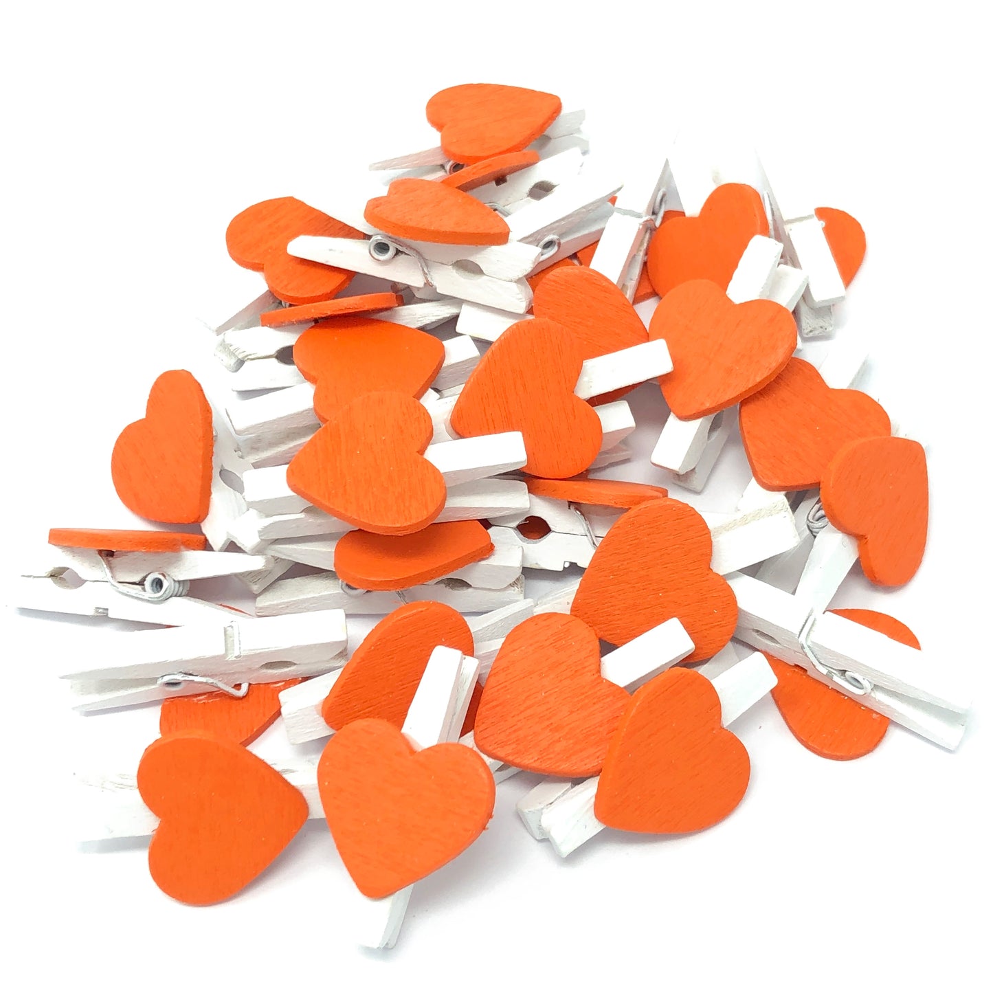 Orange 30mm White Pegs with 18mm Coloured Hearts