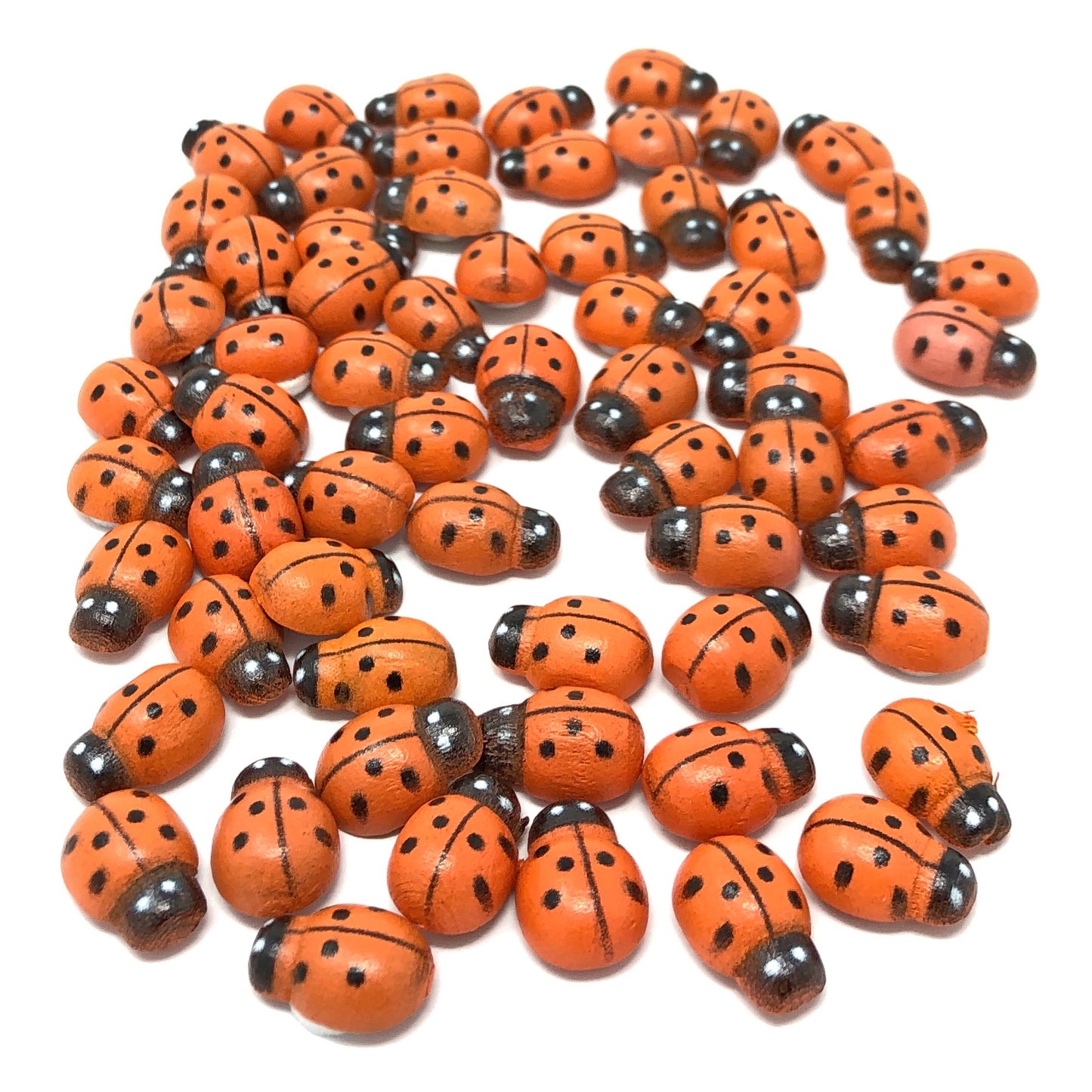 Orange Mini 9x12mm Ladybirds Self Adhesive Wooden Ladybug Wood Toppers