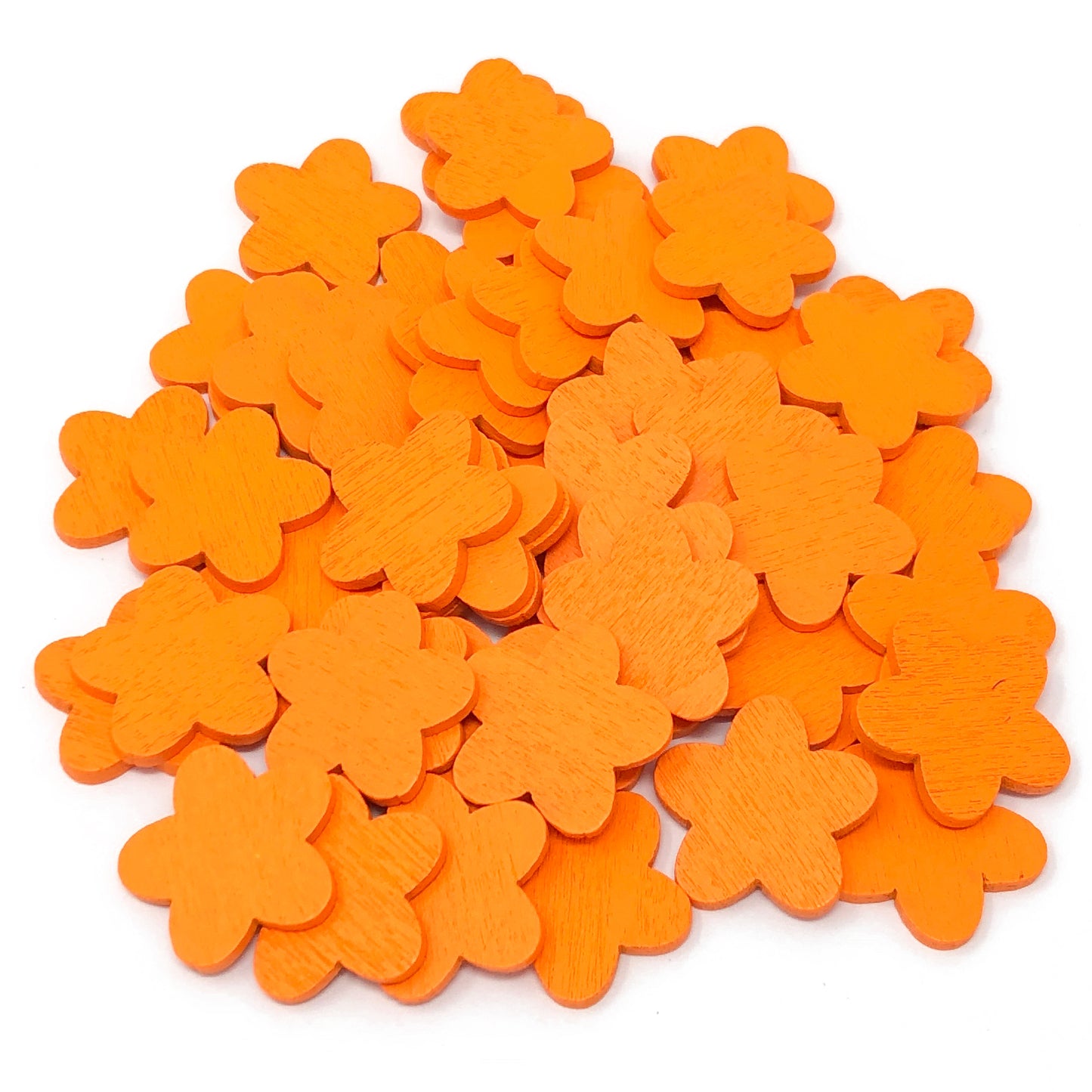 Orange 18mm Wooden Craft Coloured Flowers
