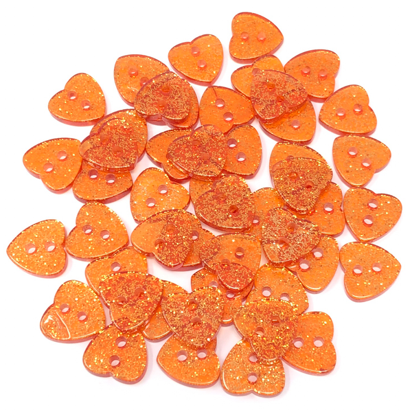 50 Mix Glitter Heart 13mm Resin Buttons