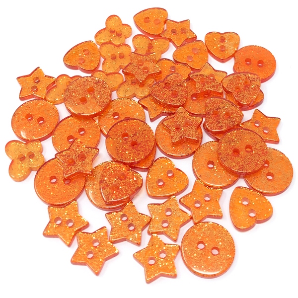 50 Mix Glitter Mix Shape 13mm Resin Buttons