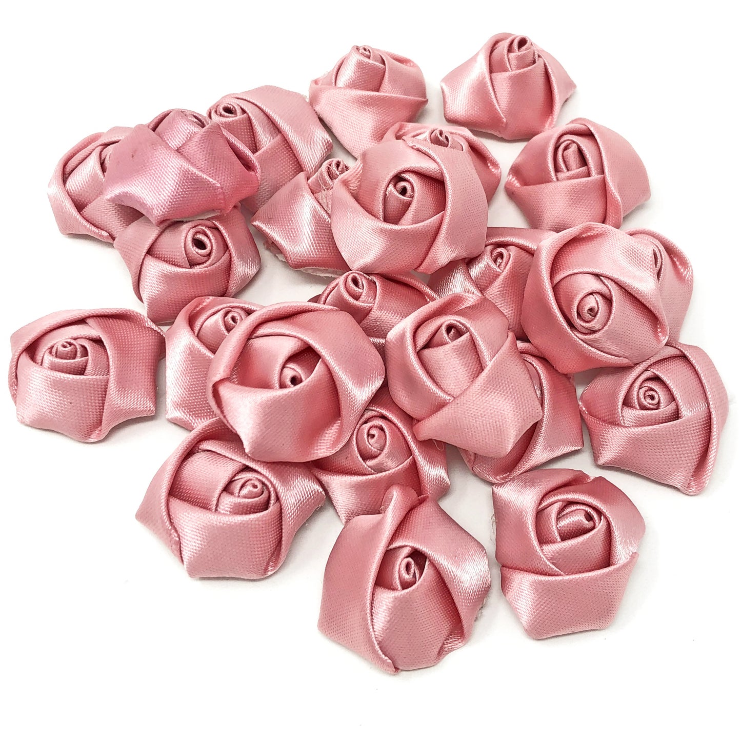 Pastel Pink 25mm Felt Flatback Ribbon Roses