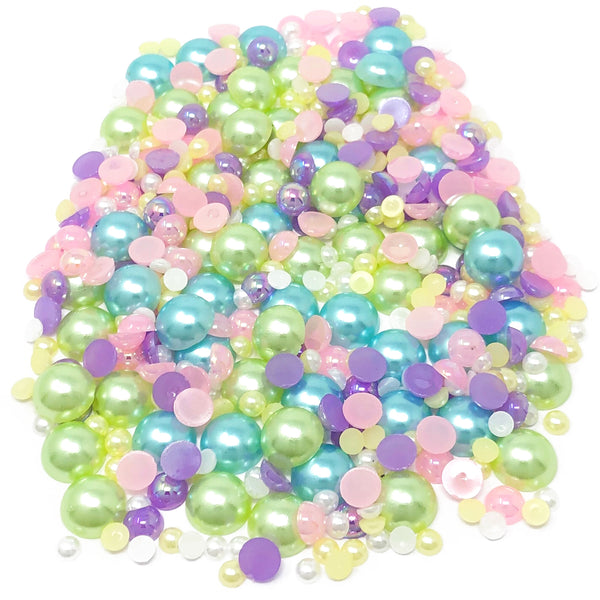 Mini Resin Mixed Size Half Pearls (Pack of 500 Approx)