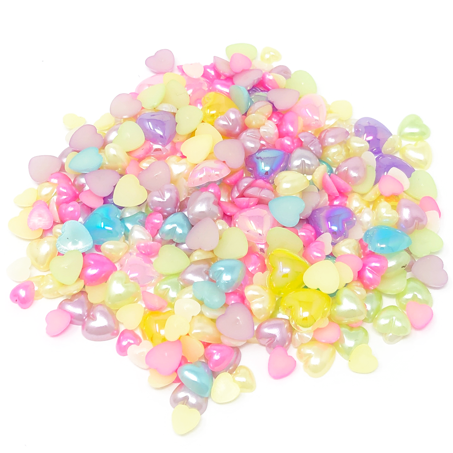 Pastel Mix Mini Resin Mixed Size Heart Half Pearls (Pack of 500 Approx)