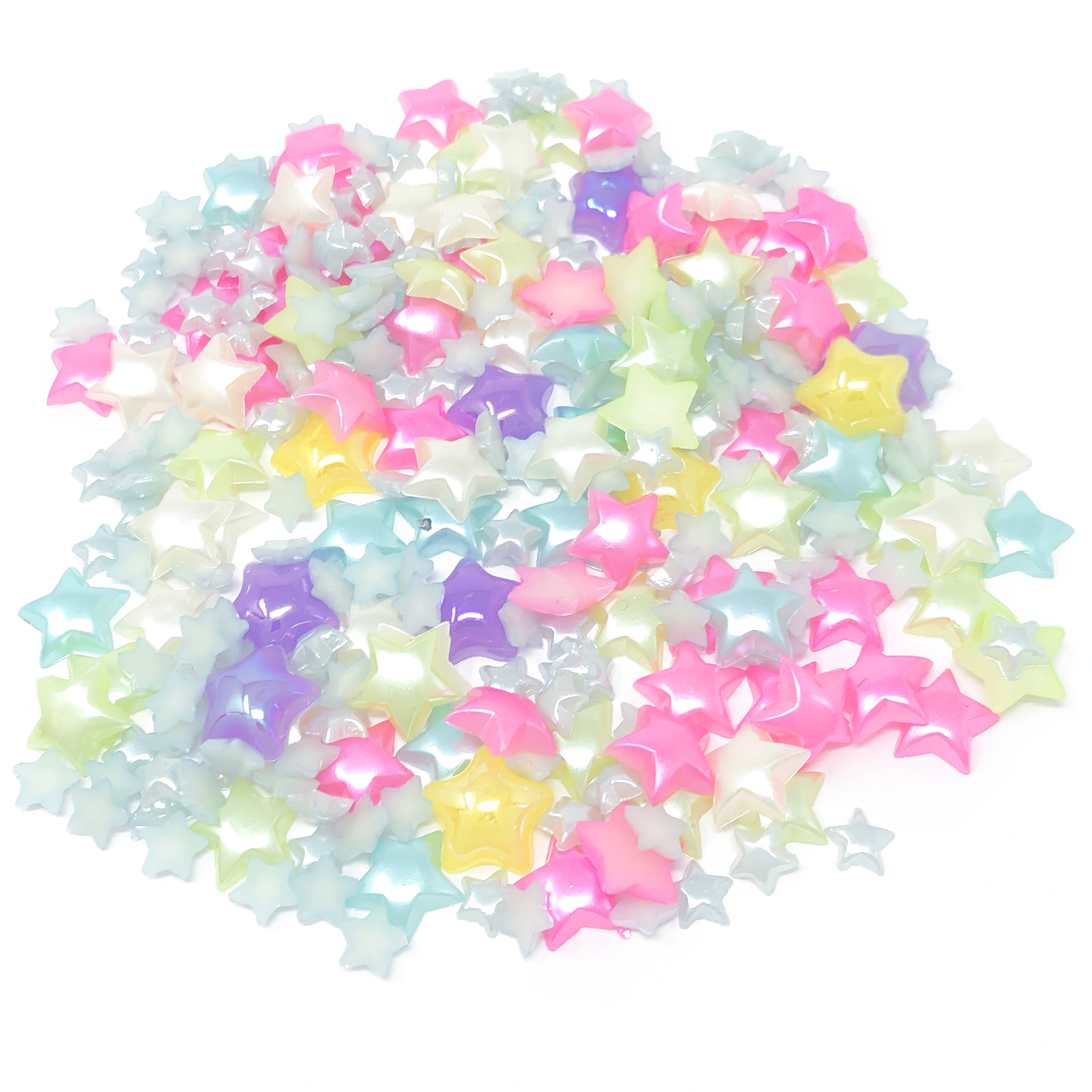 Pastel Mix Mini Resin Mixed Size Star Half Pearls (Pack of 500 Approx)