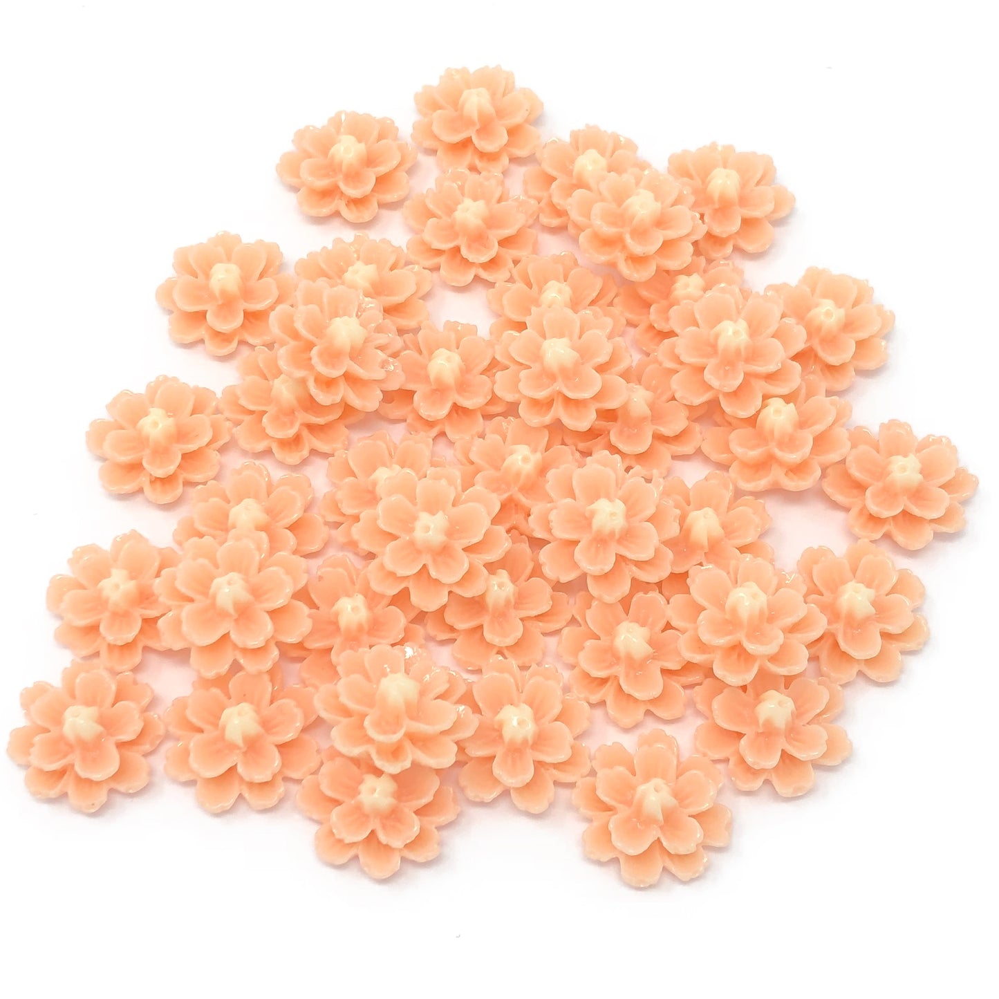 Peach 13mm Resin Flower Flatbacks - Pack of 40