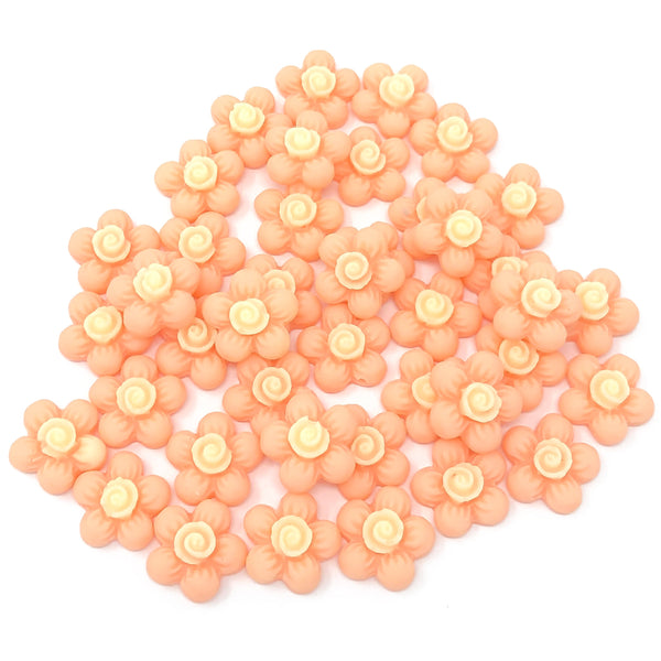 13mm Soft Feel Resin Flower Flatbacks - Pack of 40