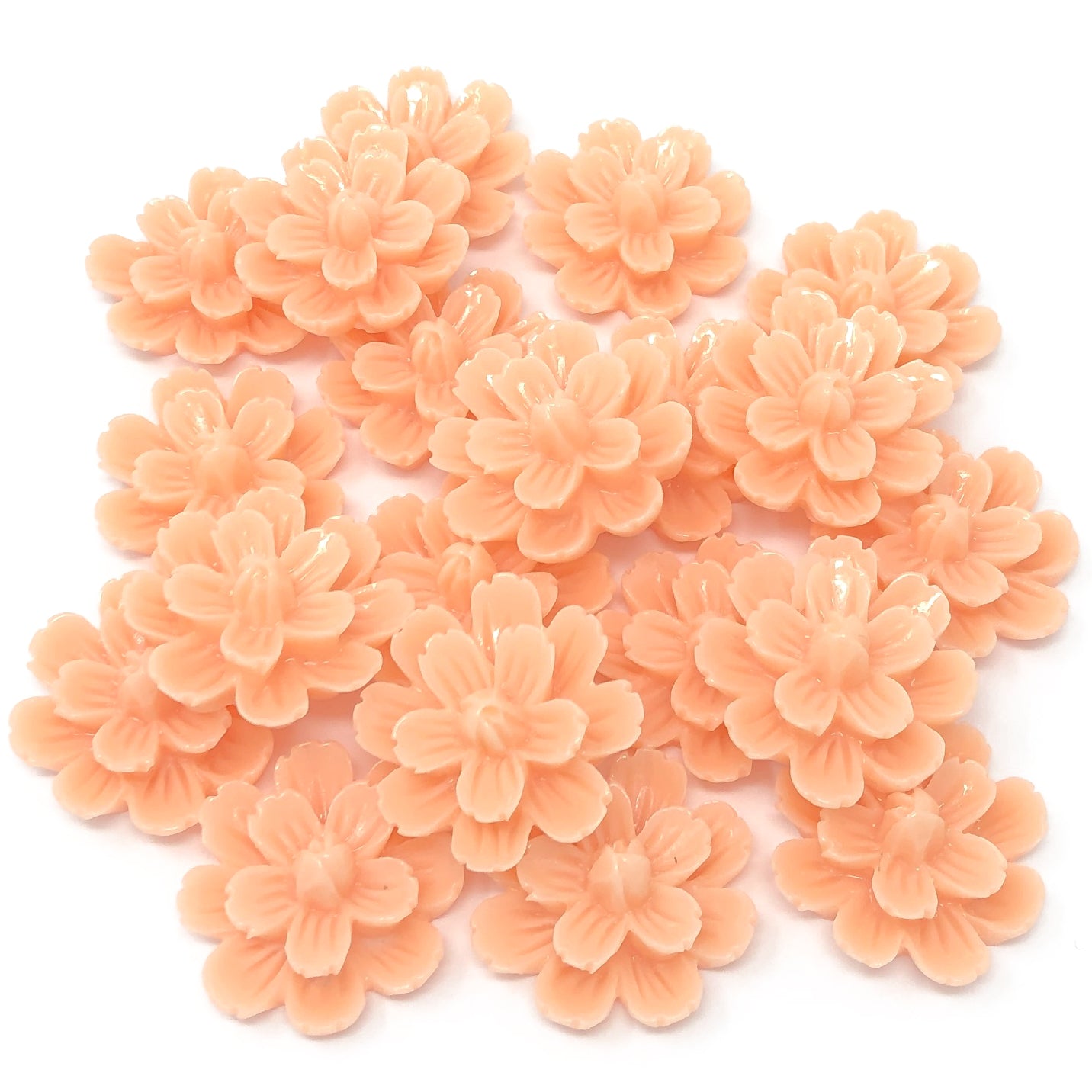 Peach 20mm Resin Flower Flatbacks - Pack of 20