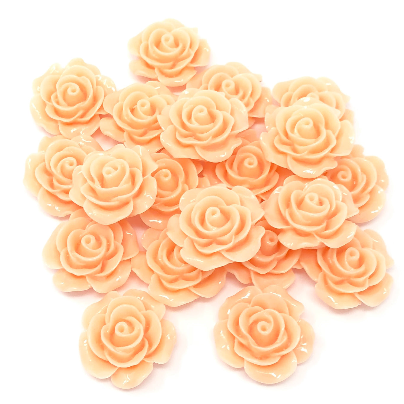 Peach 20mm Resin Roses Flatbacks - Pack of 20