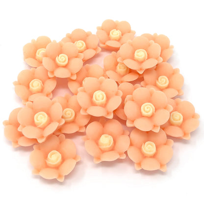Peach 20mm Soft Feel Rose Flower Flatbacks - Pack of 20