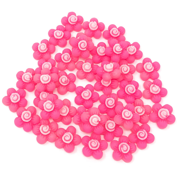 13mm Soft Feel Resin Flower Flatbacks - Pack of 40