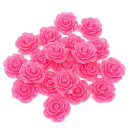 Pink 20mm Resin Roses Flatbacks - Pack of 20