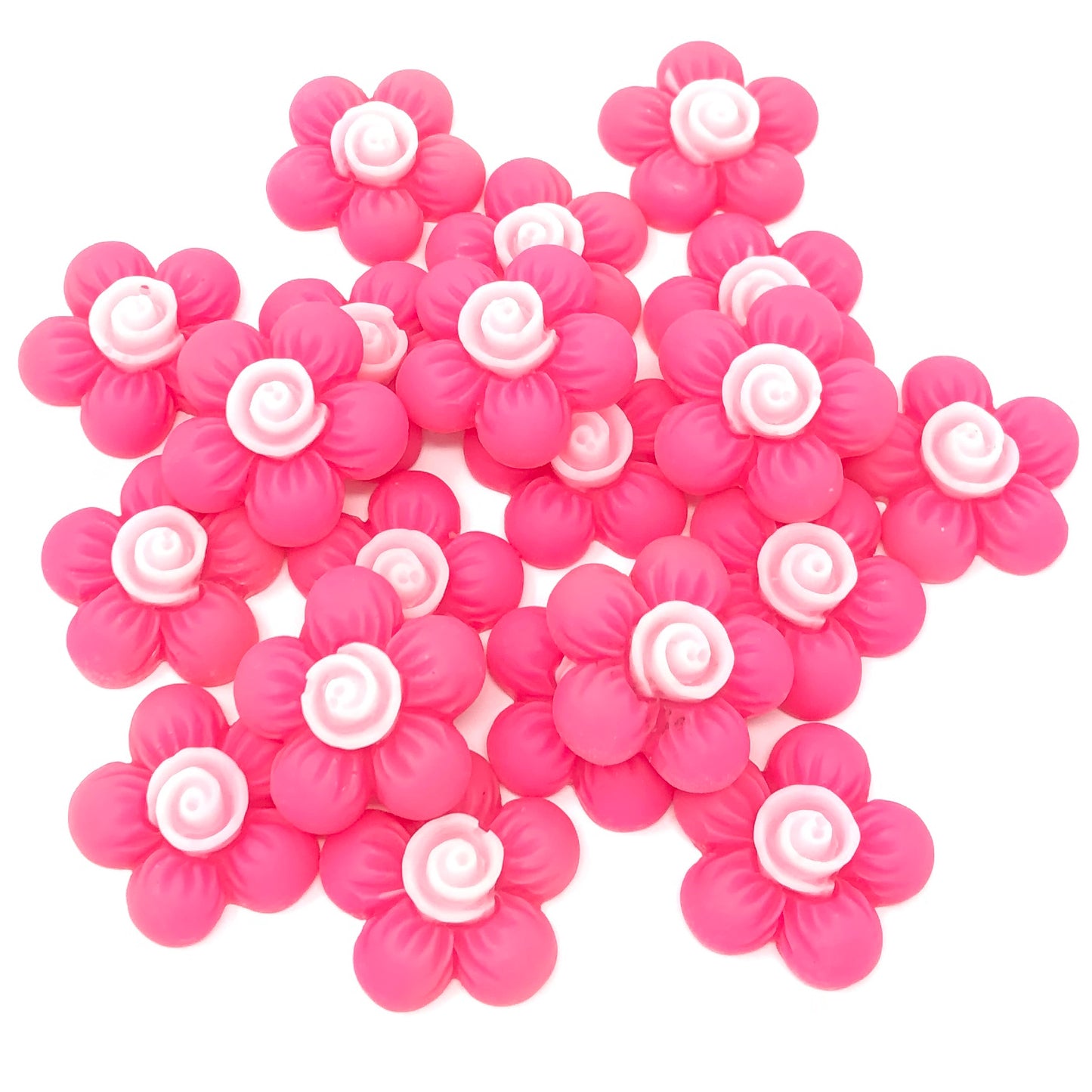 Pink 20mm Soft Feel Flower Flatbacks - Pack of 20