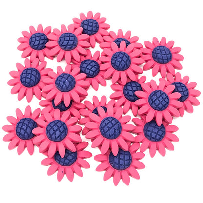 Pink 22mm Soft Feel Sunflower Flatbacks - Pack of 20