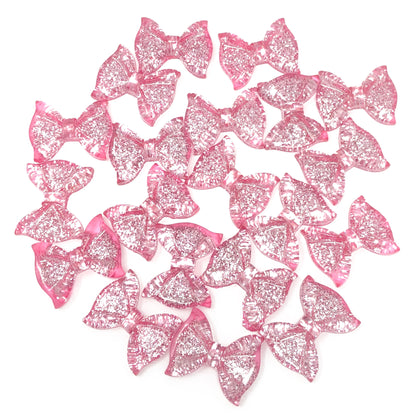 25mm Resin Glitter Bow Flatbacks - Pack of 20