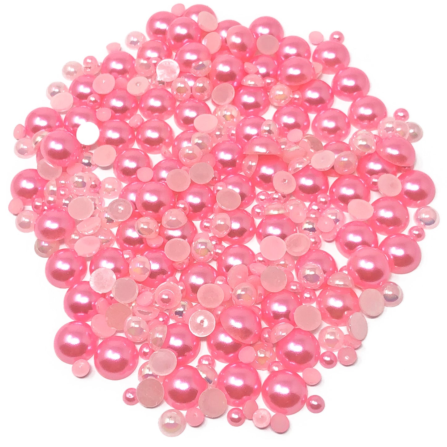 Pink Mini Resin Mixed Size Half Pearls (Pack of 500 Approx)