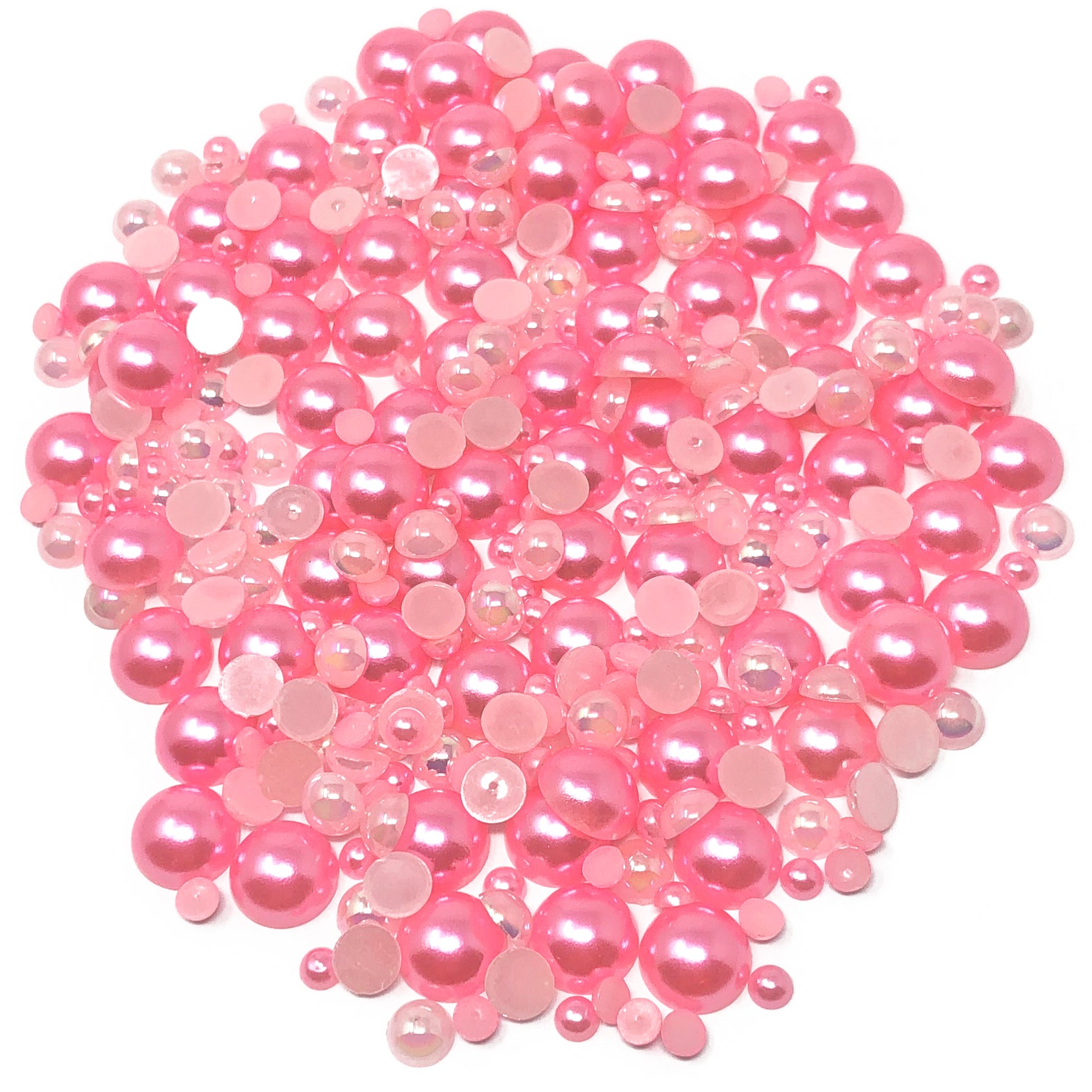 Pink Mini Resin Mixed Size Half Pearls (Pack of 500 Approx)