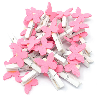Pink 30mm Mini Clothes Pegs with 20mm Butterflies