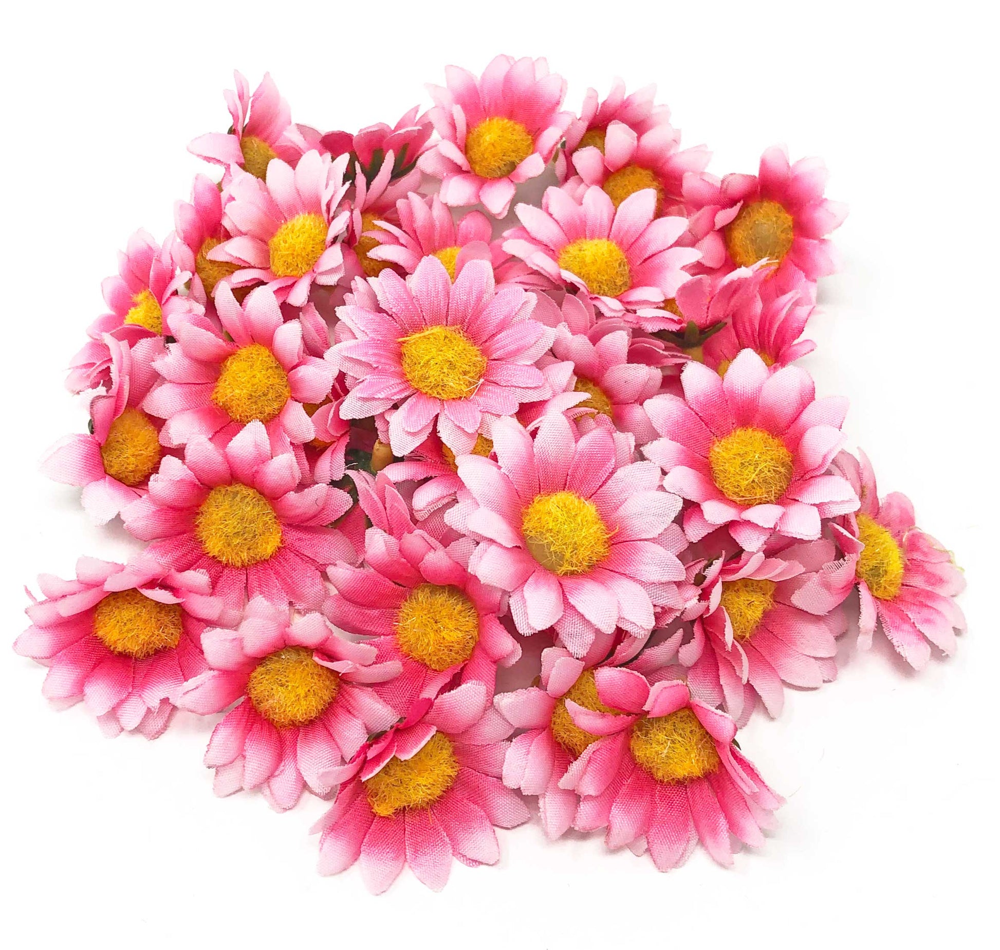 Pink 35mm Synthetic Daisy Flowers (Faux Silk) - Mini Daisy Heads