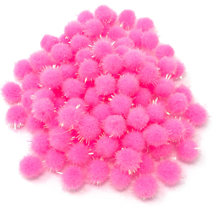 Pink 8mm Mini Glitter Pom Poms