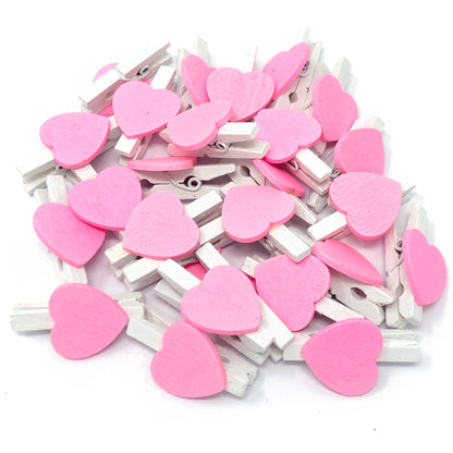 Pink 30mm White Pegs with 18mm Coloured Hearts