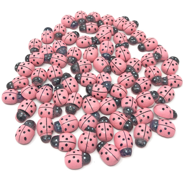 Mini 9x12mm Ladybirds Self Adhesive Wooden Ladybug Wood Toppers